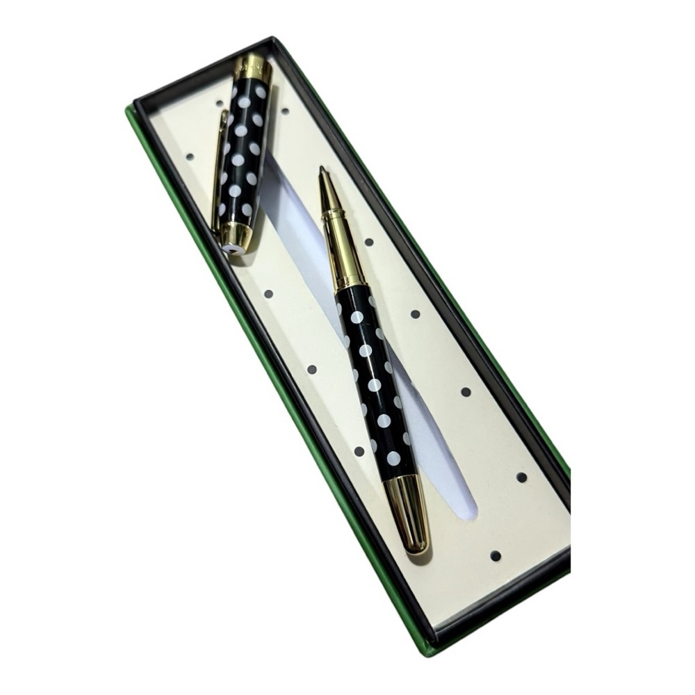 🐰 Kate Spade Black and Gold Polka Dot Pen - Picture 2 of 3